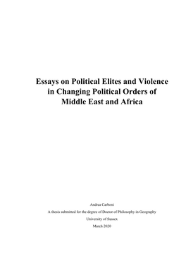 Essays on Political Elites and Violence in Changing Political Orders of Middle East and Africa