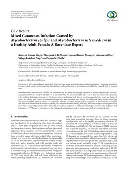 Mixed Cutaneous Infection Caused by Mycobacterium Szulgai and Mycobacterium Intermedium in a Healthy Adult Female: a Rare Case Report