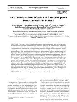 An Alloherpesvirus Infection of European Perch Perca Fluviatilis in Finland