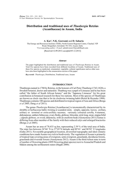 Distribution and Traditional Uses of Thunbergia Retzius (Acanthaceae) in Assam, India