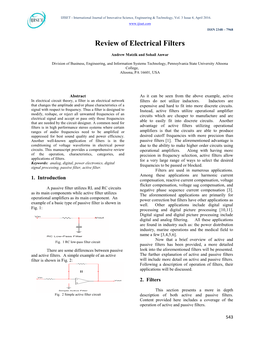 Review of Electrical Filters