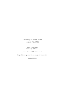 Geometry of Black Holes Revised July 2018