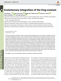 Evolutionary Integration of the Frog Cranium