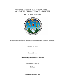 Propagación in Vitro De Mammillaria Voburnensis Scheer. (Cactaceae)