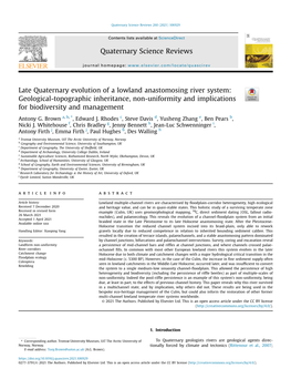 Late Quaternary Evolution of a Lowland Anastomosing River System: Geological-Topographic Inheritance, Non-Uniformity and Implications for Biodiversity and Management