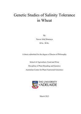 Genetic Studies of Salinity Tolerance in Wheat