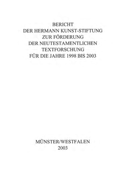 Für Die Jahre 1998 Bis 2003, Münster 2003. 101 S