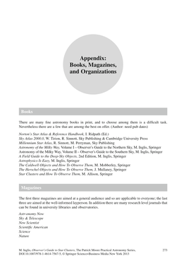 Appendix: Books, Magazines, and Organizations