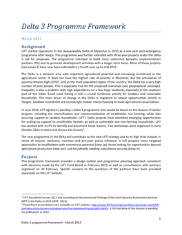 Delta 3 Programme Framework