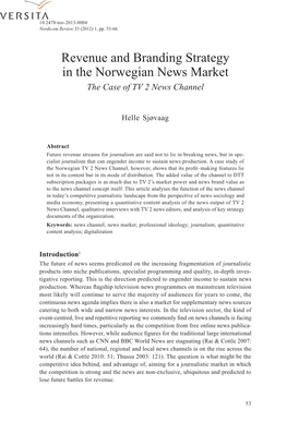 Revenue and Branding Strategy in the Norwegian News Market the Case of TV 2 News Channel
