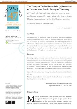 The Treaty of Tordesillas and the (Re)Invention Of