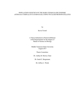 Population Genetics of the Rare Cedar Glade Endemic Astragalus Bibullatus (Fabaceae) Using Nuclear Microsatellites