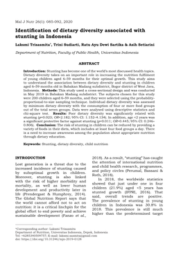 Identification of Dietary Diversity Associated with Stunting in Indonesia