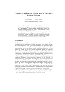 Complexity of Layered Binary Search Trees with Relaxed Balance