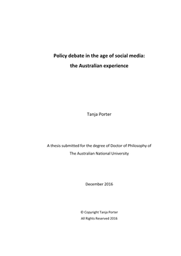 Policy Debate in the Age of Social Media: the Australian Experience