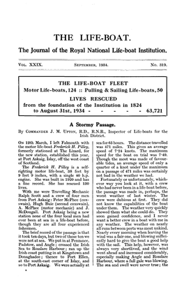 THE LIFE-BOAT. the Journal of the Royal National Life-Boat Institution