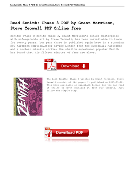 Read Zenith: Phase 3 PDF by Grant Morrison, Steve Yeowell PDF Online Free