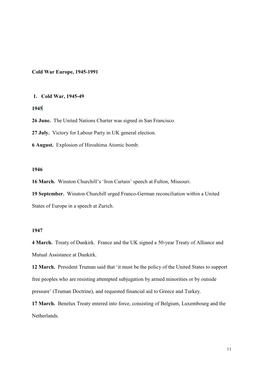 Cold War Europe Chronology of the European Union