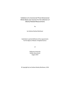 Validation of a Commercial Three-Dimensional Whole-Body Laser Scanner for the Collection of Obesity-Related Measurements