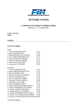 Settore Nuoto