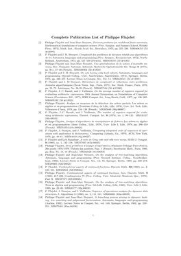 Complete Publication List of Philippe Flajolet
