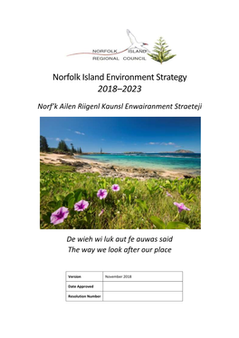 Norfolk Island Environment Strategy 2018–2023