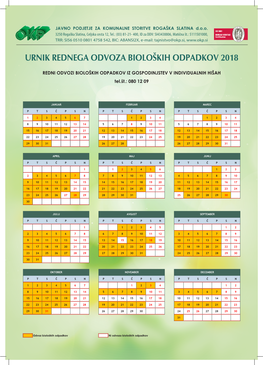 Urnik Rednega Odvoza Bioloških Odpadkov 2018