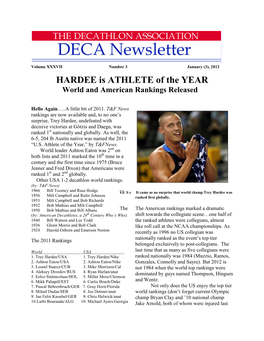 HARDEE Is ATHLETE of the YEAR World and American Rankings Released