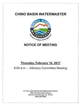 Chino Basin Watermaster Notice