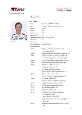 2019-2020 WEC TGR Mediainfomation 5. Drivers Profile