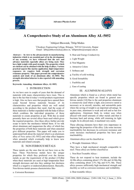 A Comprehensive Study of an Aluminum Alloy AL-5052