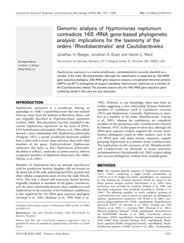 Genomic Analysis of Hyphomonas Neptunium