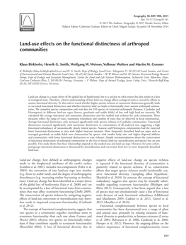 Land‐Use Effects on the Functional Distinctness of Arthropod Communities