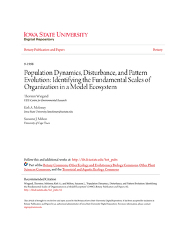 Population Dynamics, Disturbance, and Pattern Evolution