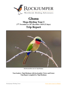 Ghana Mega Birding Tour I 27Th November to 18Th December 2018 (22 Days) Trip Report