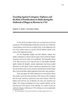 Guarding Against Contagion: Vigilance and the Role of Fortifications in Malta During the Outbreak of Plague in Messina in 1743