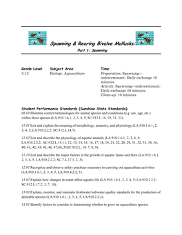 Clam Spawning Procedures (Available at 5