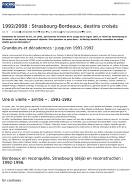 1992/2008 : Strasbourg-Bordeaux, Destins Croisés
