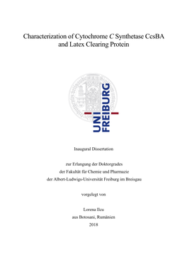 Characterization of Cytochrome C Synthetase Ccsba and Latex Clearing Protein