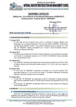 EFFECTS of SOUTHWEST MONSOON (HABAGAT) ENHANCED by TROPICAL STORM "MARING" INCIDENTS MONITORED As of 28 August 2013, 6:00 AM