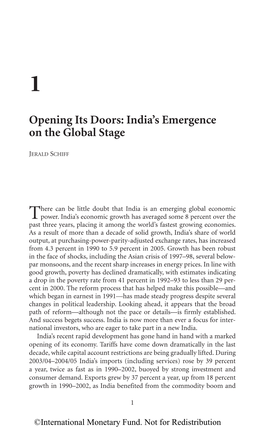 Opening Its Doors: India's Emergence on the Global Stage