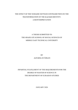 The Effect of the Nomadic/Settled Contradiction on the Transformation of the Kazakh Identity: a Reinterpretation