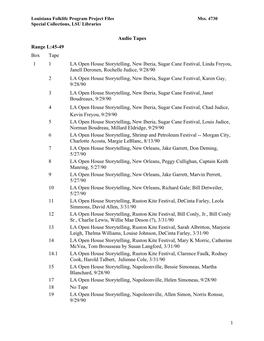 Audio Tapes Range L:45-49 Box Tape 1 1 LA Open House Storytelling