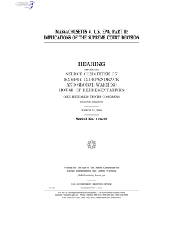 Massachusetts V. U.S. Epa, Part Ii: Implications of the Supreme Court Decision