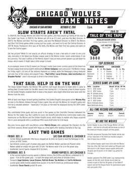 Chicago Wolves Game Notes CHICAGO at SAN ANTONIO OCTOBER 12, 2019 7 P.M