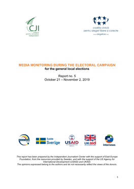 MEDIA MONITORING DURING the ELECTORAL CAMPAIGN for the General Local Elections