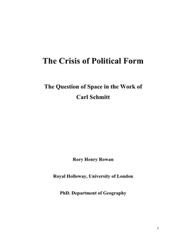 The Crisis of Political Form