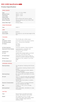 Canon EOS 1100D Specifications