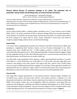 Chronic Kidney Disease of Unknown Etiology in Sri Lanka: the Potential Role of Pesticides, Heavy Metals and Drinking Water As Environmental Risk Factors