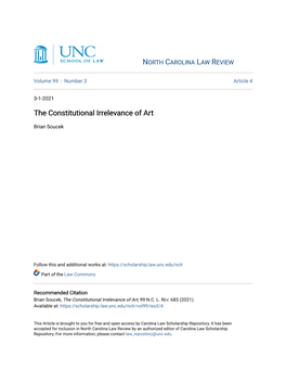 The Constitutional Irrelevance of Art